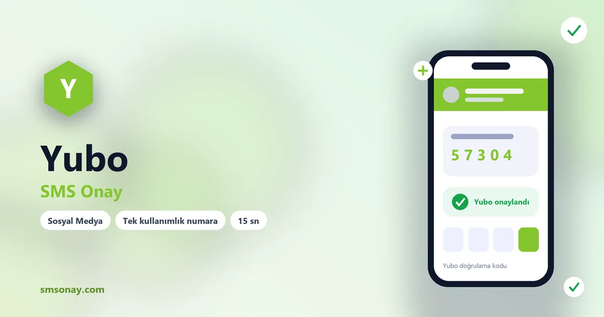 Yubo SMS onay: sanal numaraya gelen doğrulama kodu ekranı