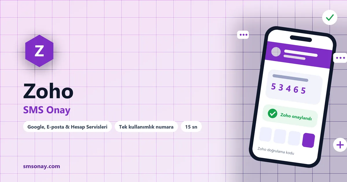 Zoho SMS onay: sanal numaraya gelen doğrulama kodu ekranı