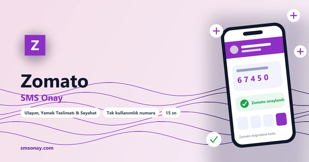 Zomato SMS onay: sanal numaraya gelen doğrulama kodu ekranı