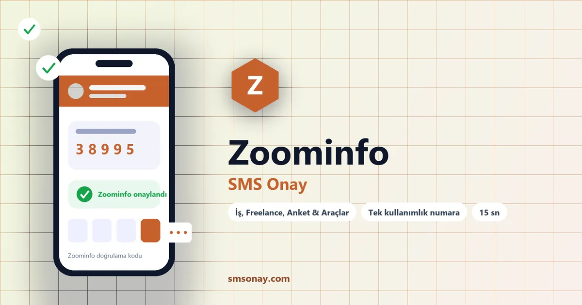 Zoominfo SMS onay: sanal numaraya gelen doğrulama kodu ekranı