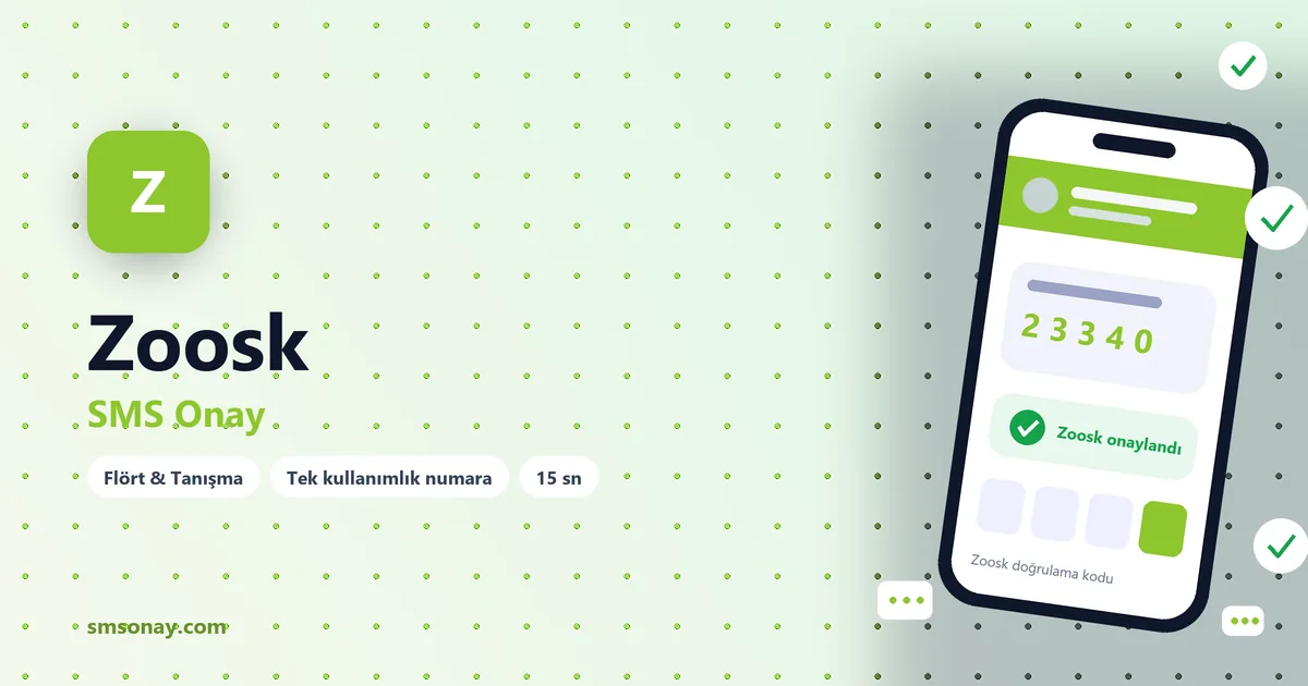 Zoosk SMS onay: sanal numaraya gelen doğrulama kodu ekranı