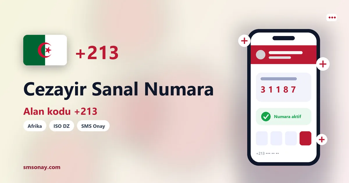 Cezayir sanal numara (+213) ile SMS onay görseli