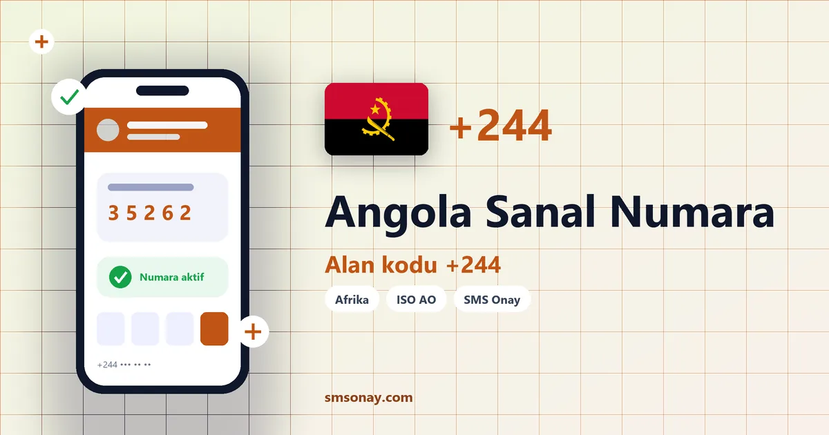 Angola sanal numara (+244) ile SMS onay görseli