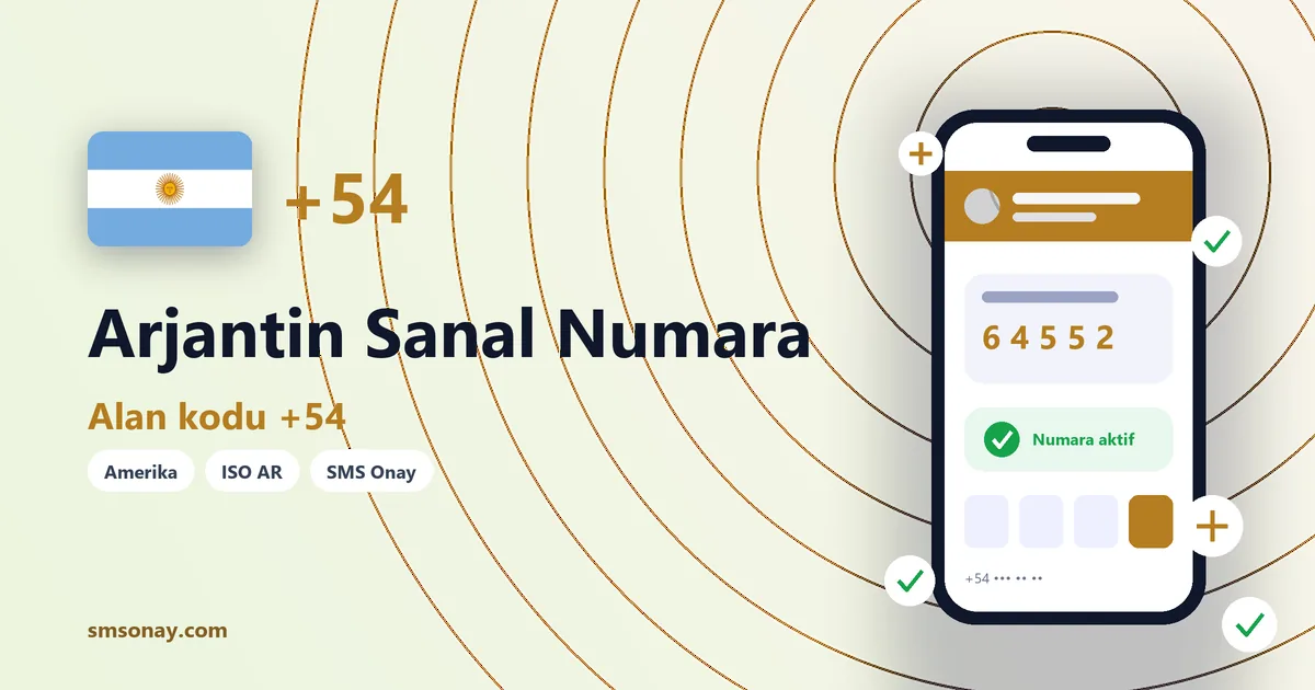 Arjantin sanal numara (+54) ile SMS onay görseli