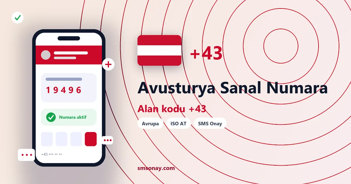 Avusturya sanal numara (+43) ile SMS onay görseli