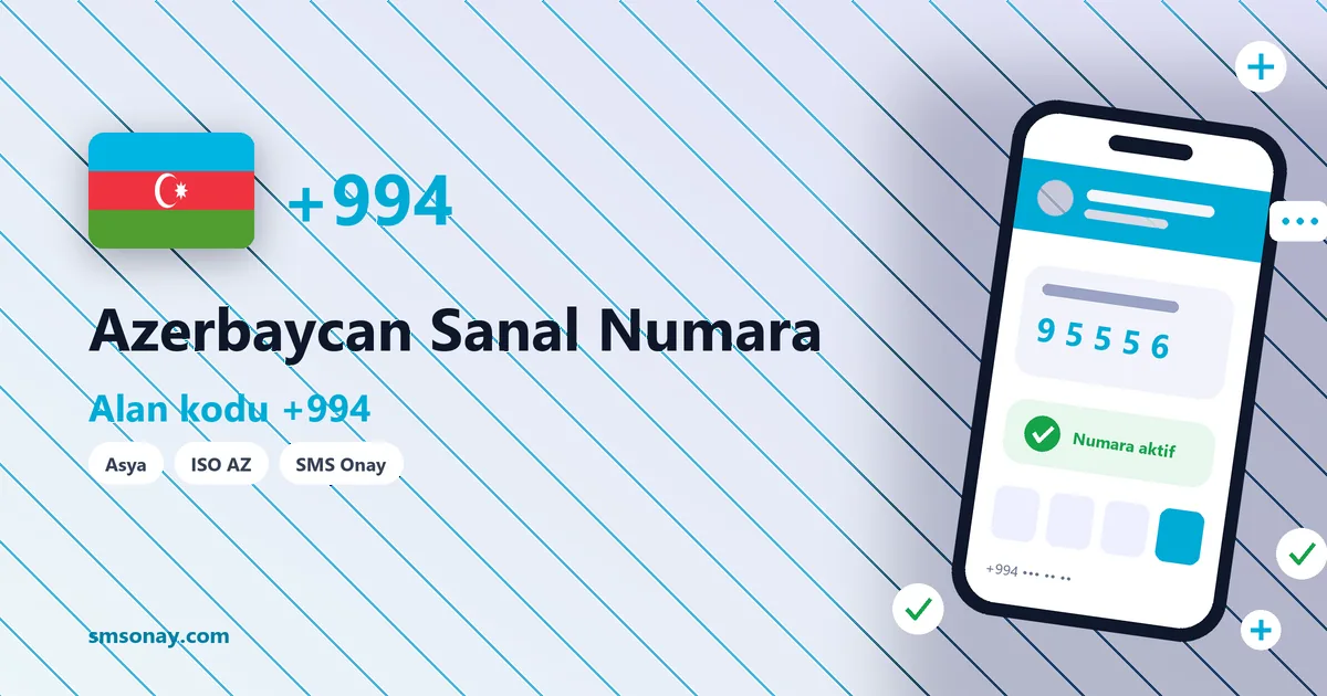 Azerbaycan sanal numara (+994) ile SMS onay görseli