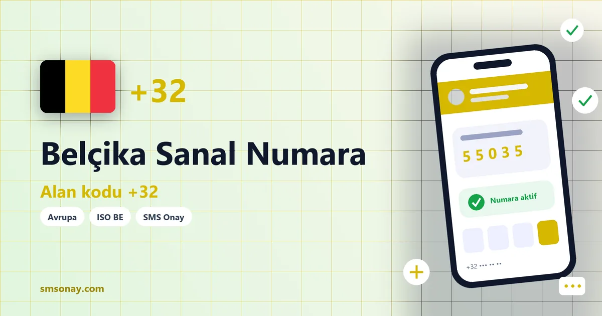 Belçika sanal numara (+32) ile SMS onay görseli