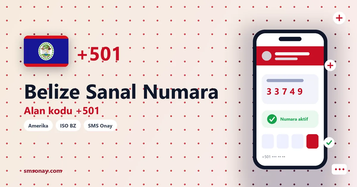 Belize sanal numara (+501) ile SMS onay görseli