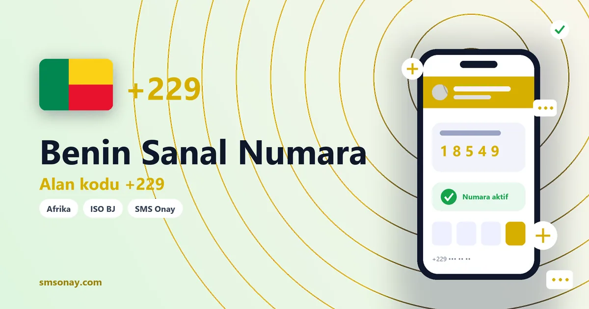 Benin sanal numara (+229) ile SMS onay görseli