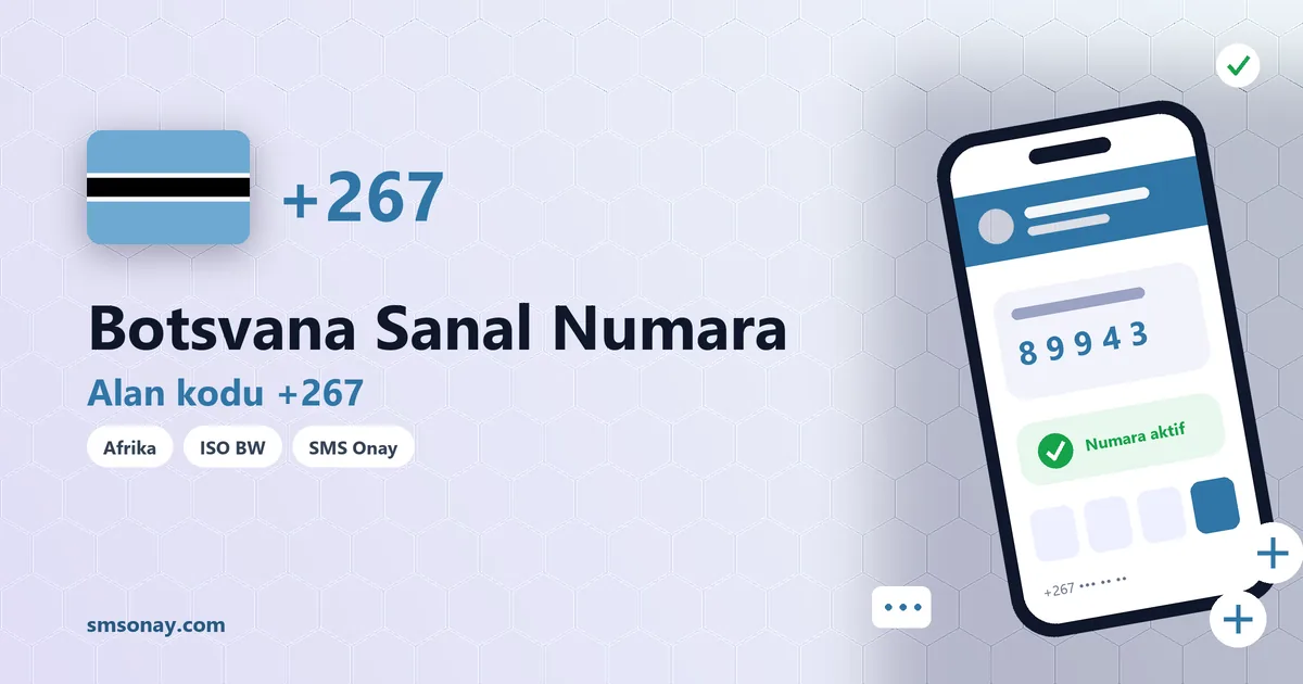 Botsvana sanal numara (+267) ile SMS onay görseli