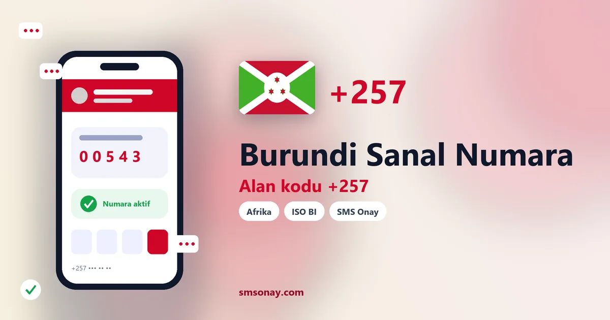 Burundi sanal numara (+257) ile SMS onay görseli