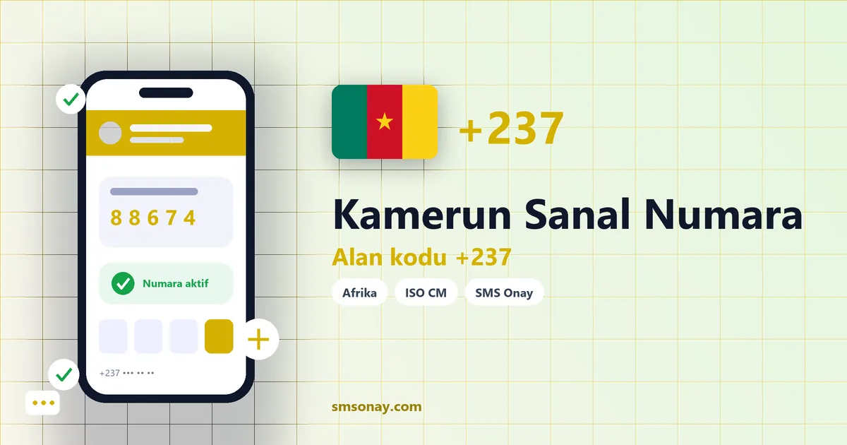 Kamerun sanal numara (+237) ile SMS onay görseli