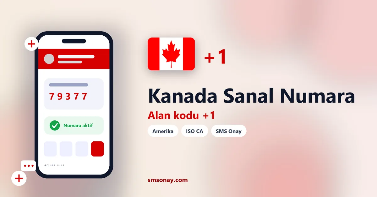 Kanada sanal numara (+1) ile SMS onay görseli