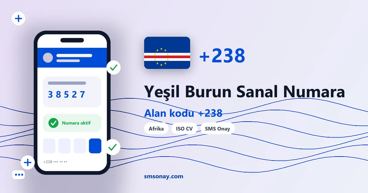 Yeşil Burun sanal numara (+238) ile SMS onay görseli