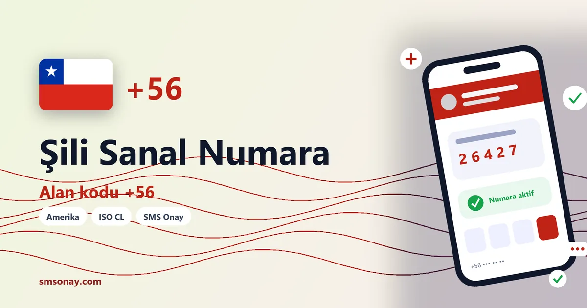 Şili sanal numara (+56) ile SMS onay görseli