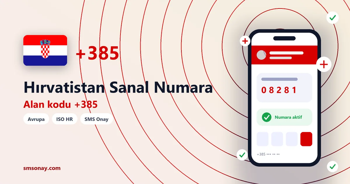 Hırvatistan sanal numara (+385) ile SMS onay görseli