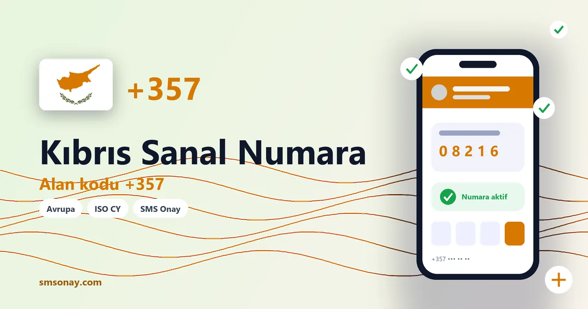 Kıbrıs sanal numara (+357) ile SMS onay görseli