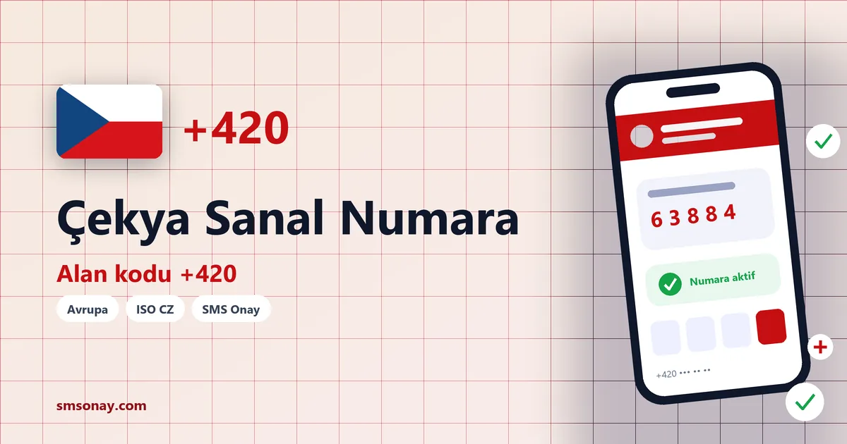 Çekya sanal numara (+420) ile SMS onay görseli