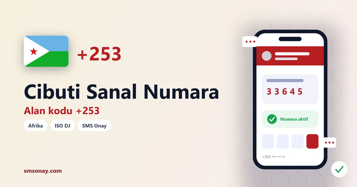 Cibuti sanal numara (+253) ile SMS onay görseli