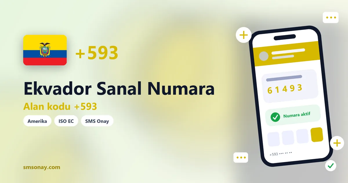 Ekvador sanal numara (+593) ile SMS onay görseli