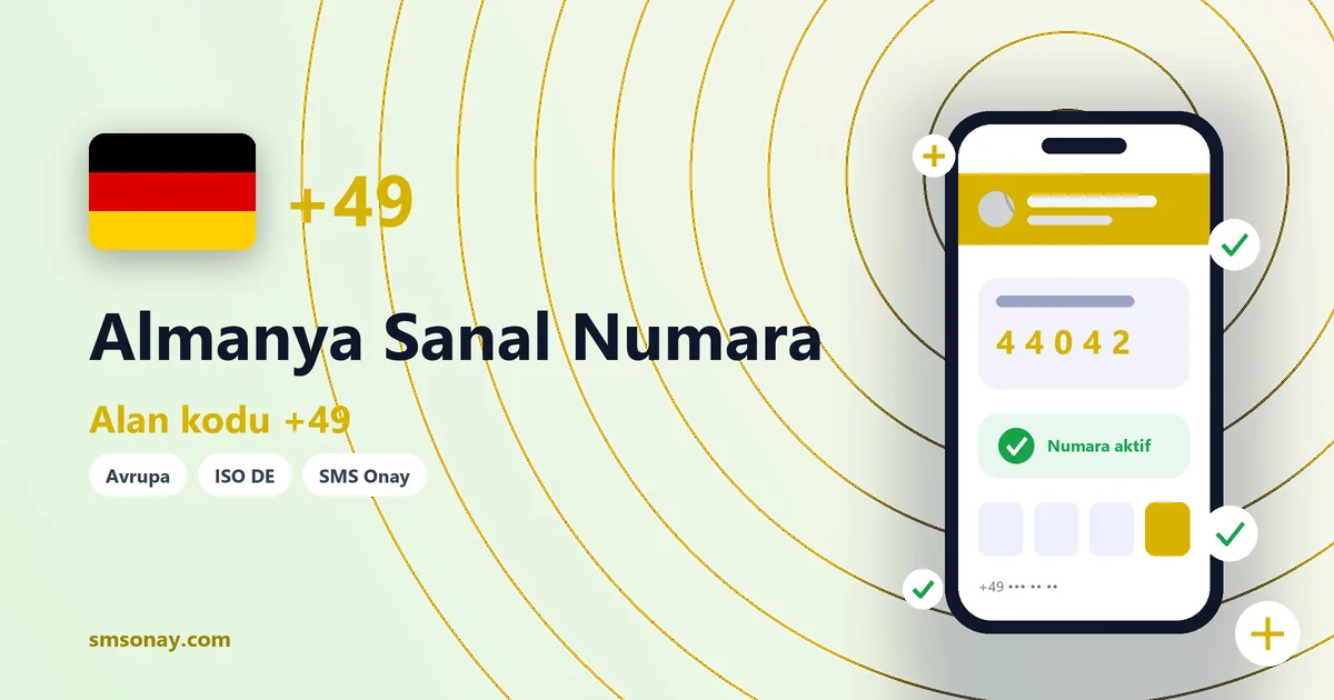 Almanya sanal numara (+49) ile SMS onay görseli