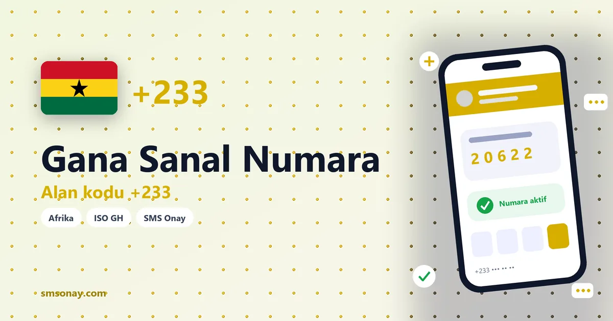 Gana sanal numara (+233) ile SMS onay görseli