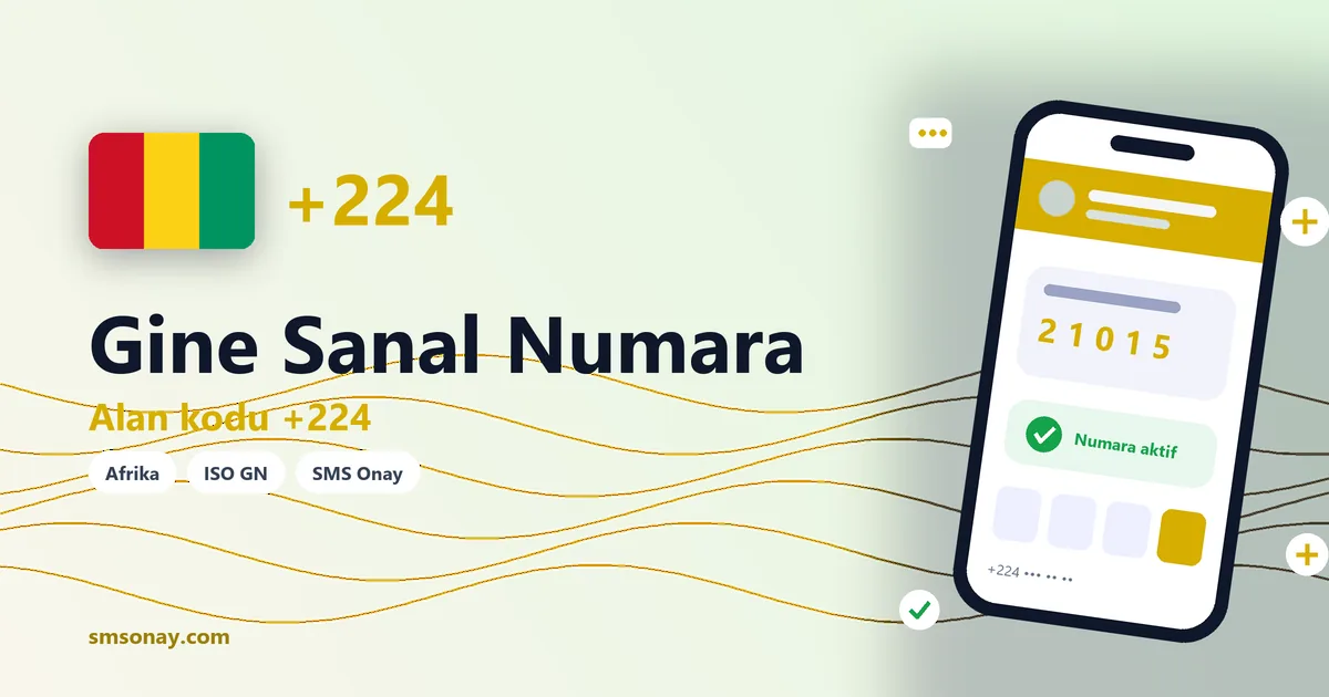 Gine sanal numara (+224) ile SMS onay görseli