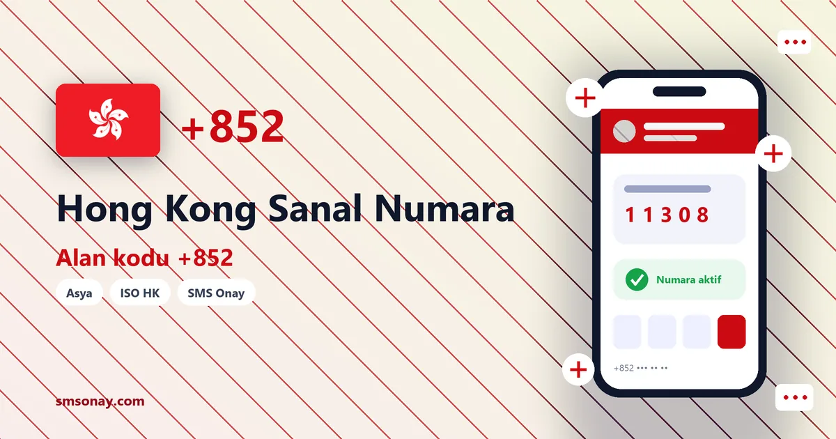 Hong Kong sanal numara (+852) ile SMS onay görseli