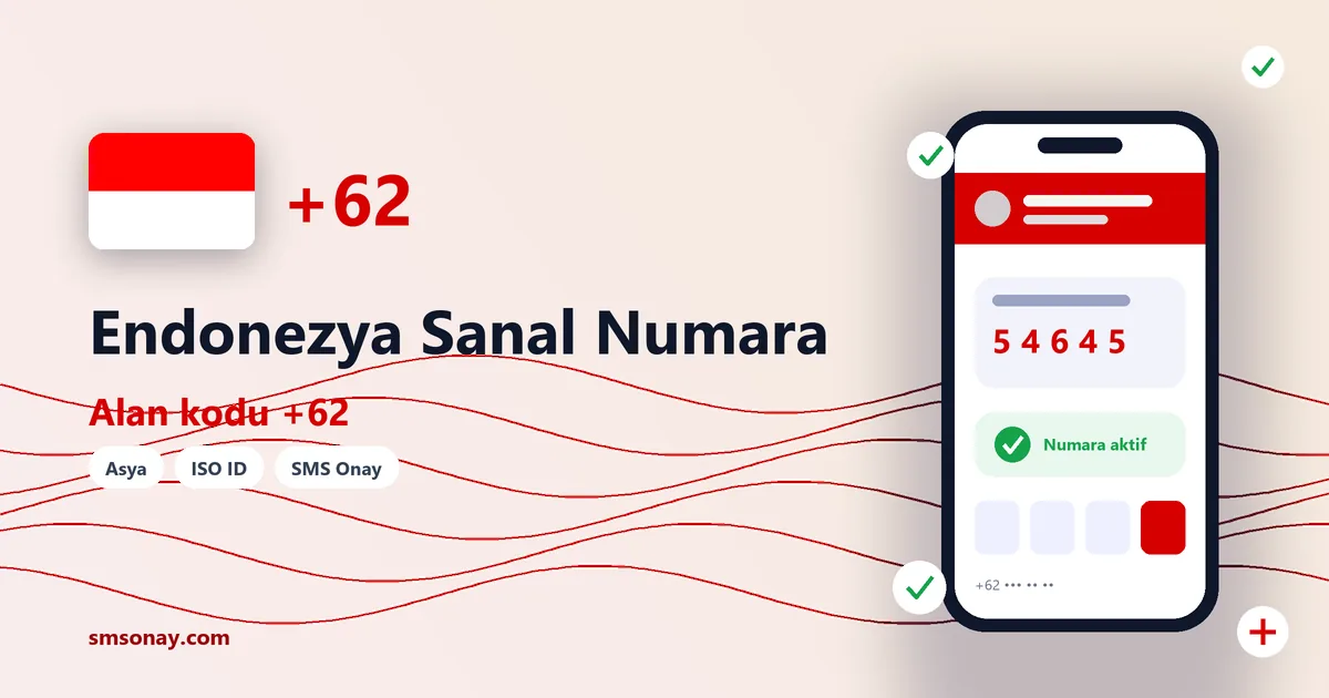 Endonezya sanal numara (+62) ile SMS onay görseli