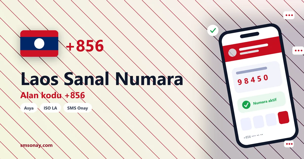 Laos sanal numara (+856) ile SMS onay görseli