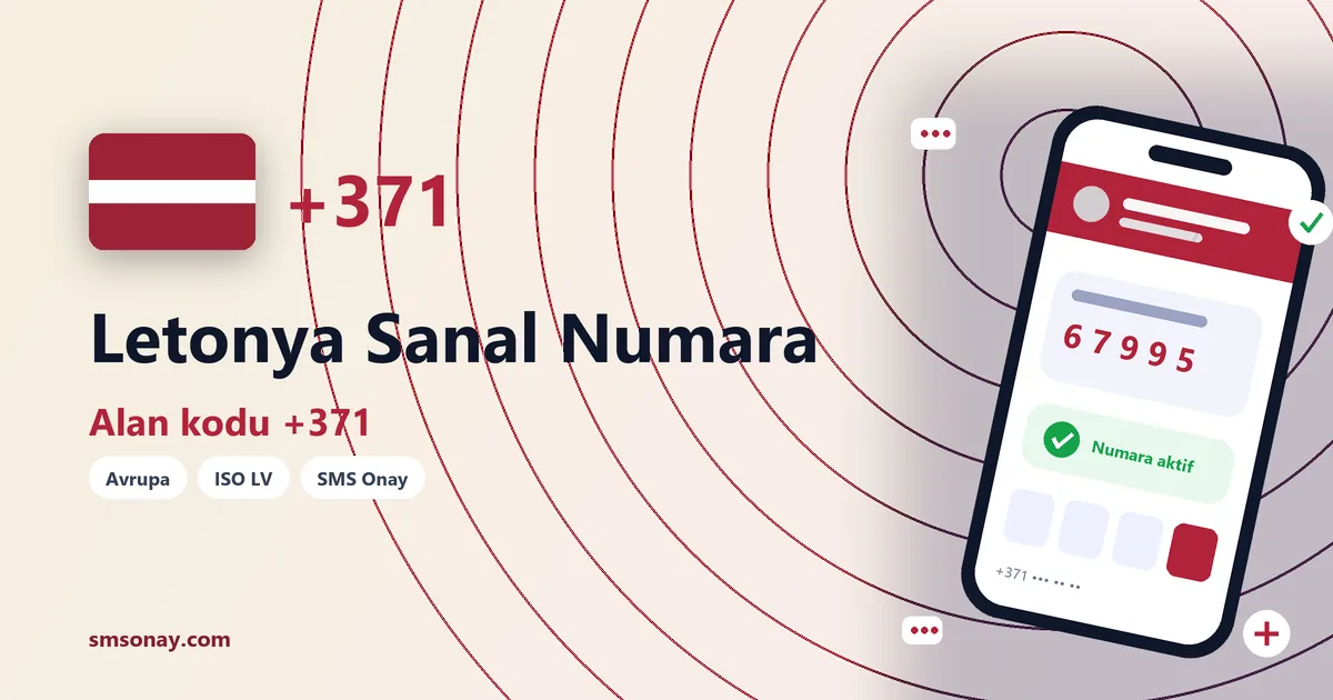 Letonya sanal numara (+371) ile SMS onay görseli