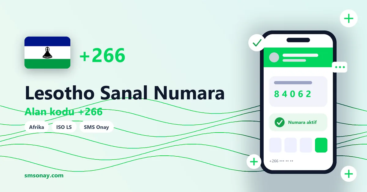 Lesotho sanal numara (+266) ile SMS onay görseli