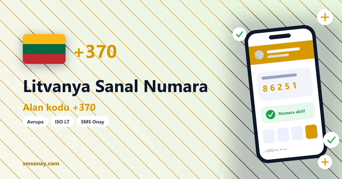 Litvanya sanal numara (+370) ile SMS onay görseli