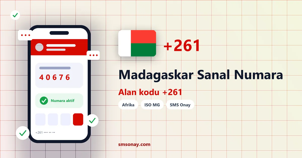 Madagaskar sanal numara (+261) ile SMS onay görseli