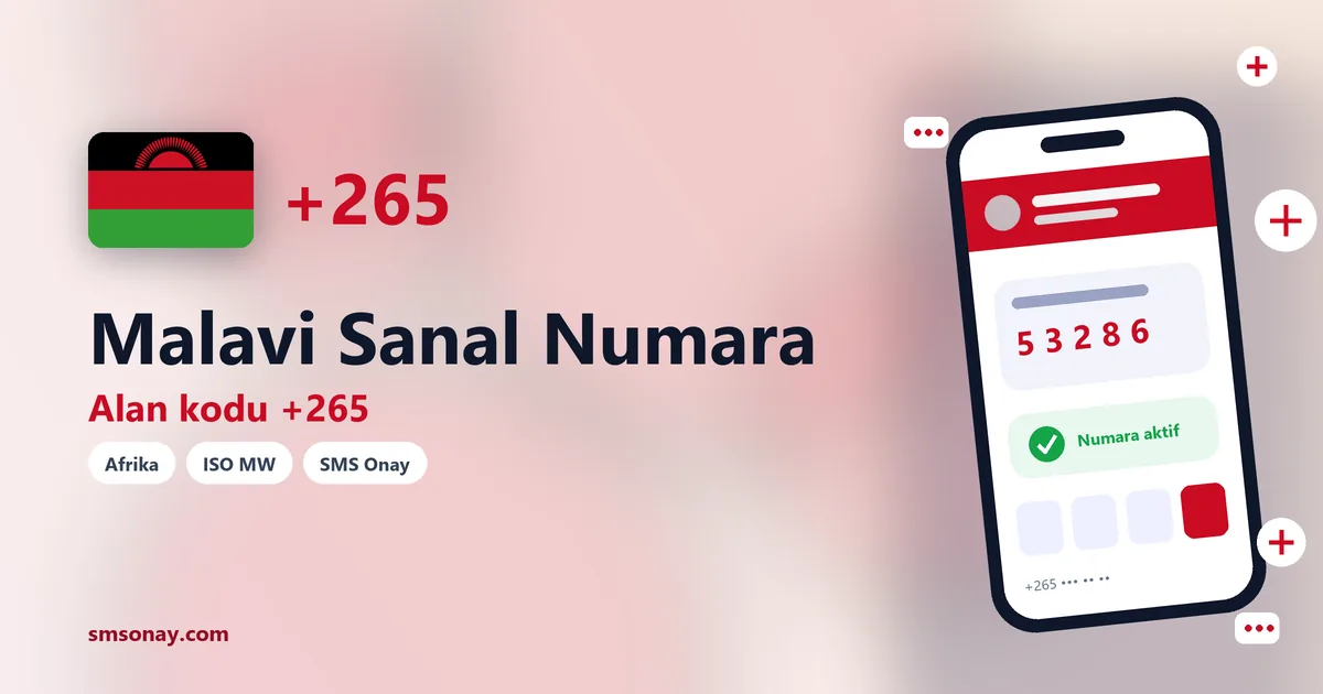Malavi sanal numara (+265) ile SMS onay görseli