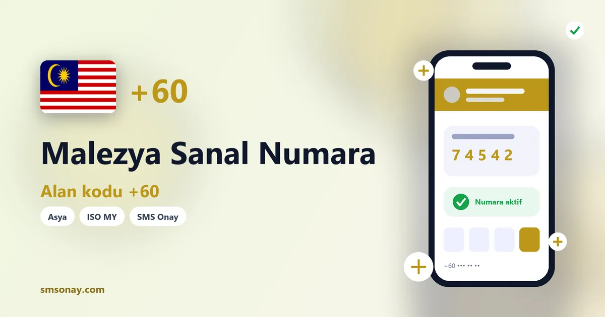 Malezya sanal numara (+60) ile SMS onay görseli