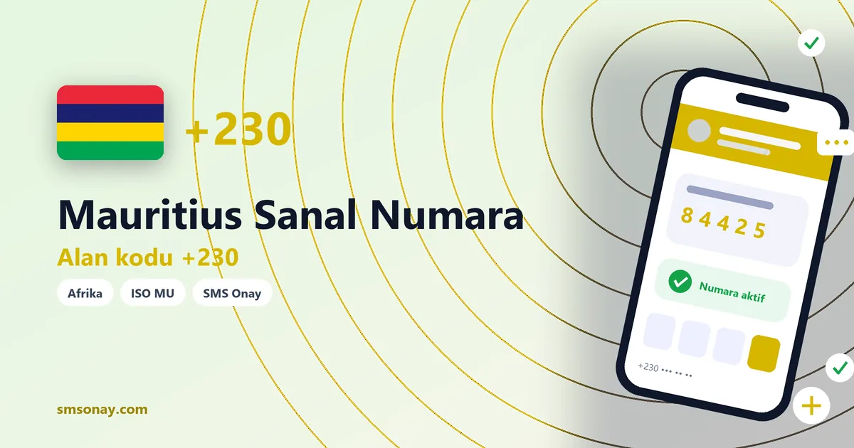 Mauritius sanal numara (+230) ile SMS onay görseli