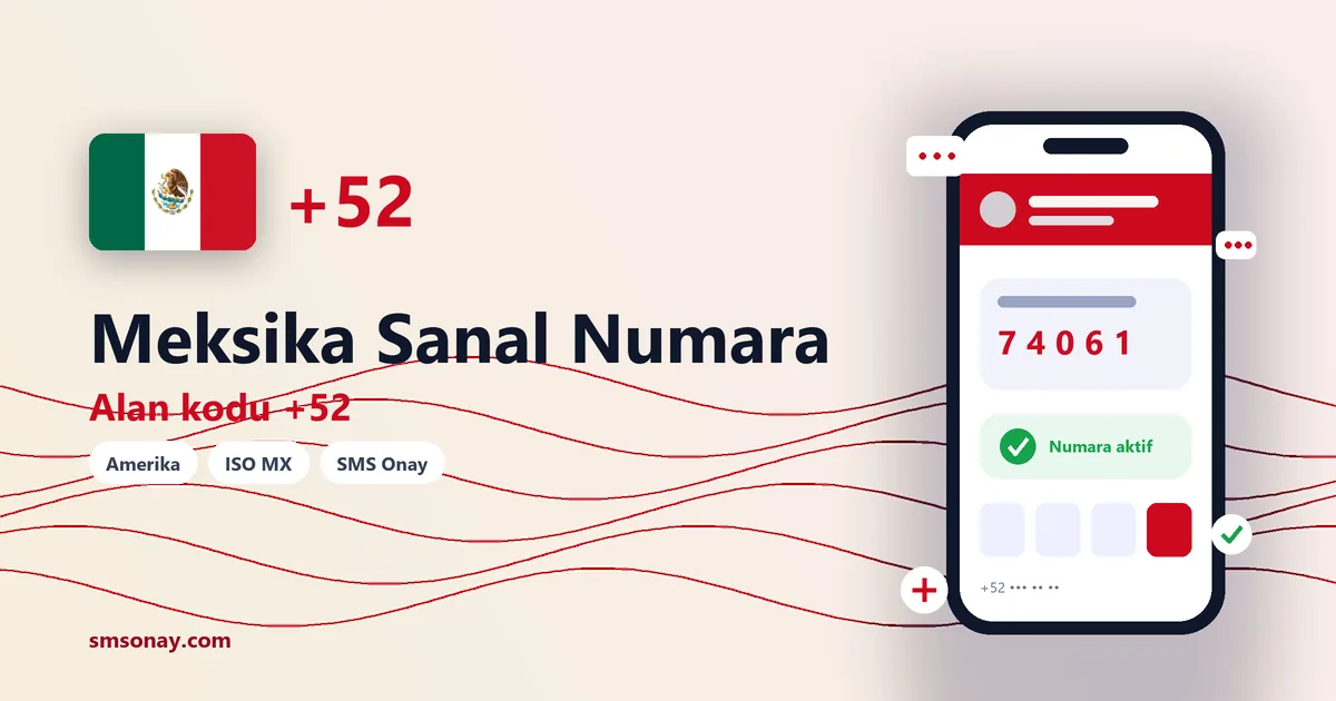 Meksika sanal numara (+52) ile SMS onay görseli