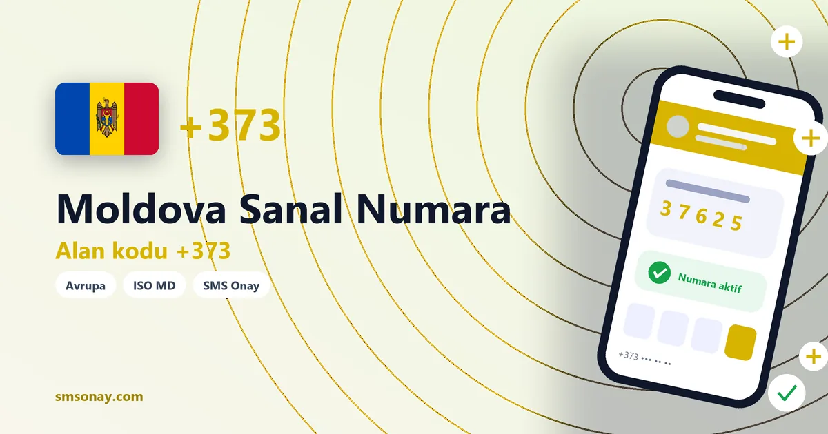 Moldova sanal numara (+373) ile SMS onay görseli