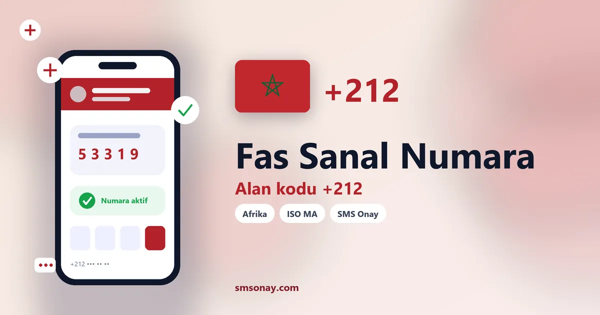 Fas sanal numara (+212) ile SMS onay görseli