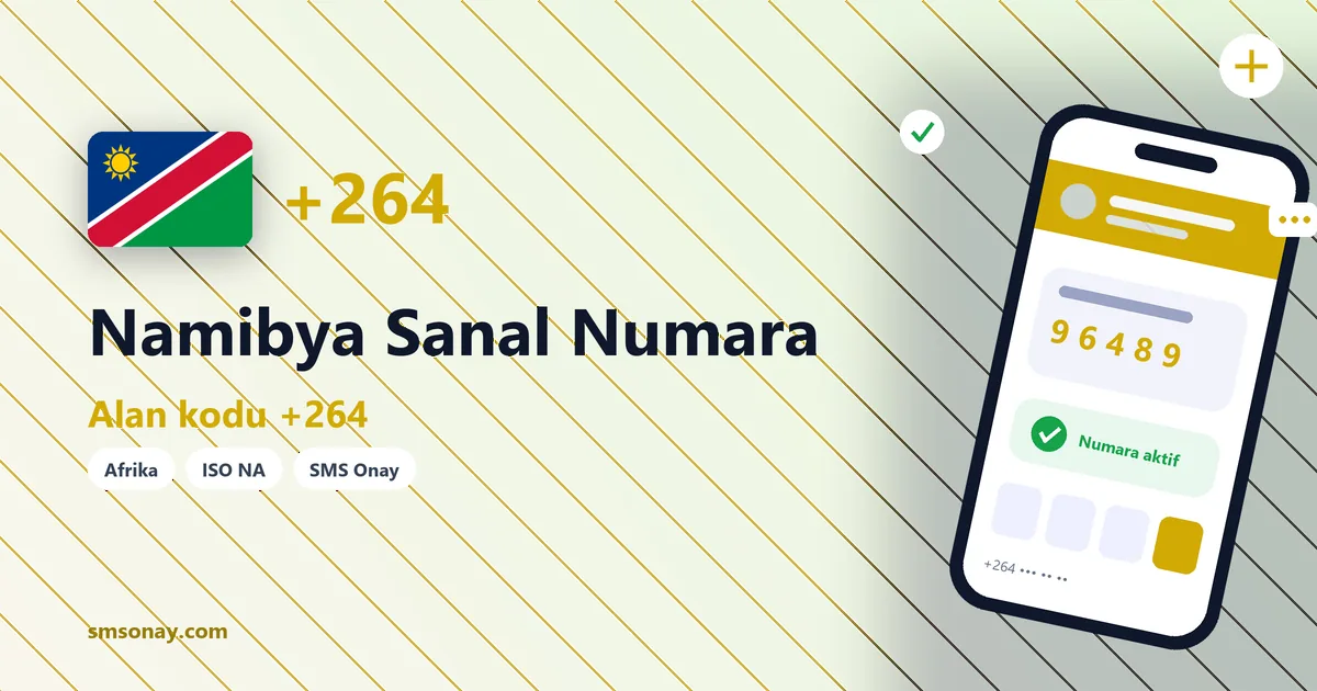 Namibya sanal numara (+264) ile SMS onay görseli