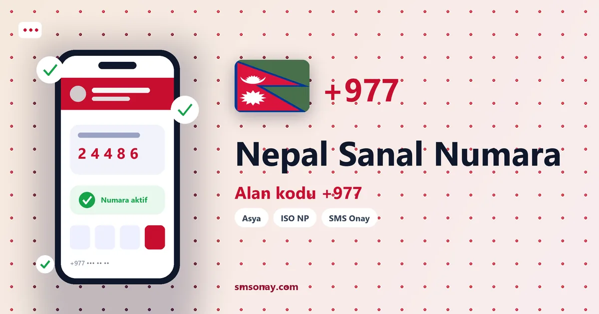 Nepal sanal numara (+977) ile SMS onay görseli