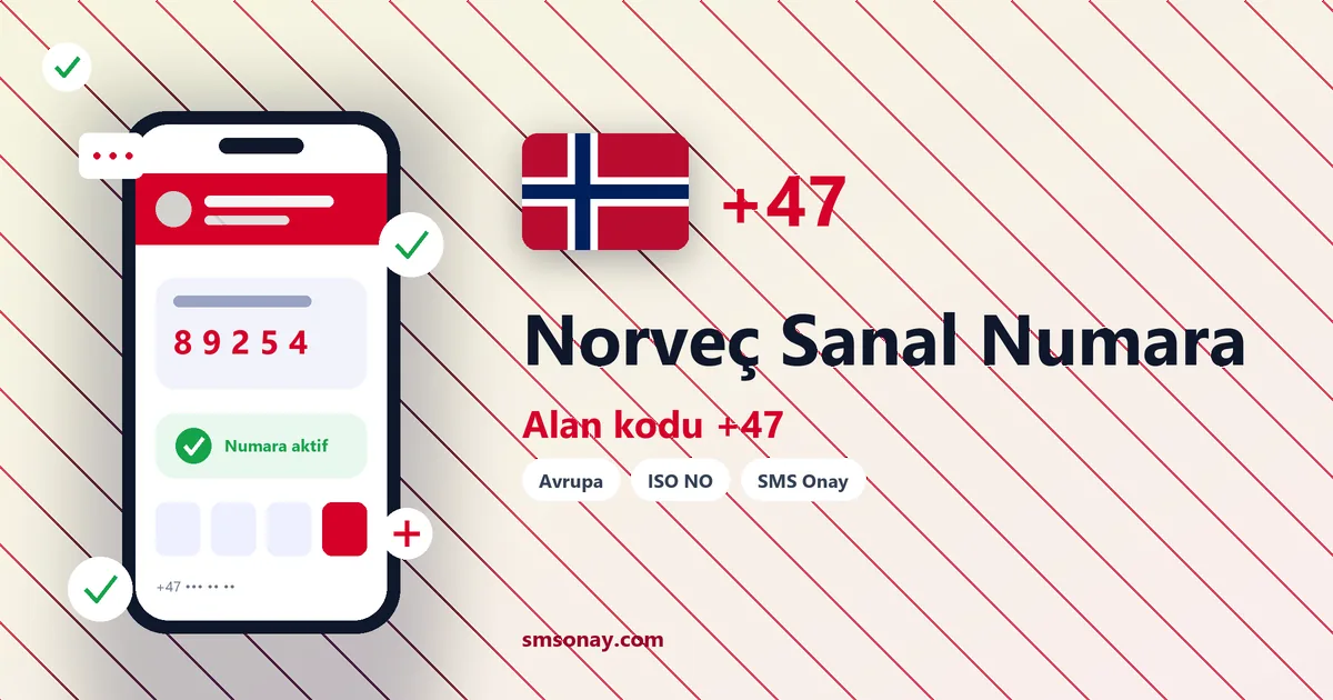 Norveç sanal numara (+47) ile SMS onay görseli