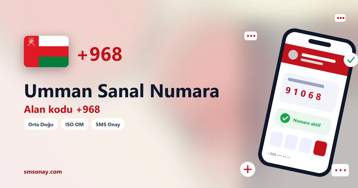 Umman sanal numara (+968) ile SMS onay görseli