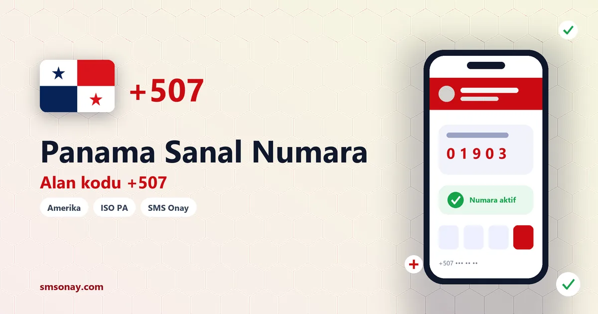 Panama sanal numara (+507) ile SMS onay görseli