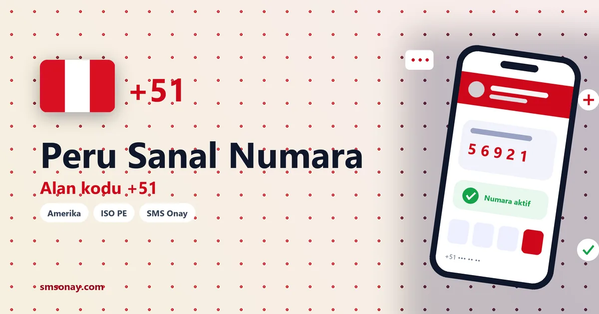 Peru sanal numara (+51) ile SMS onay görseli