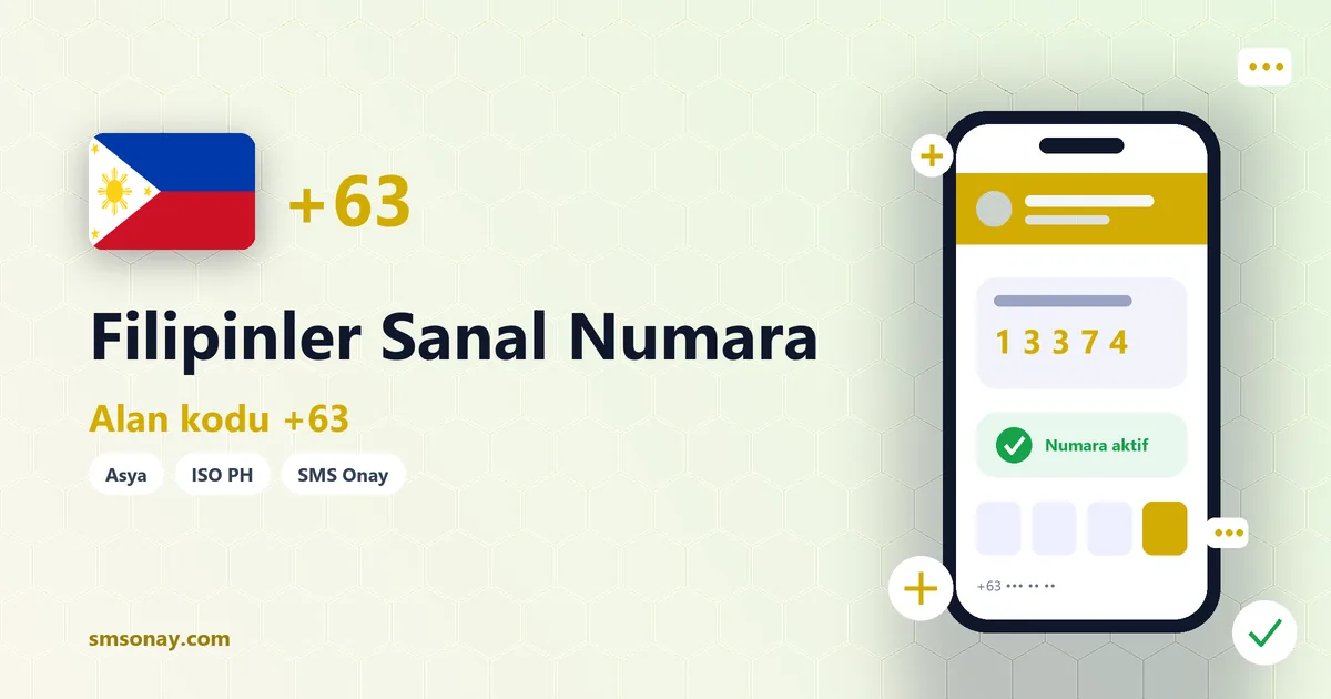 Filipinler sanal numara (+63) ile SMS onay görseli
