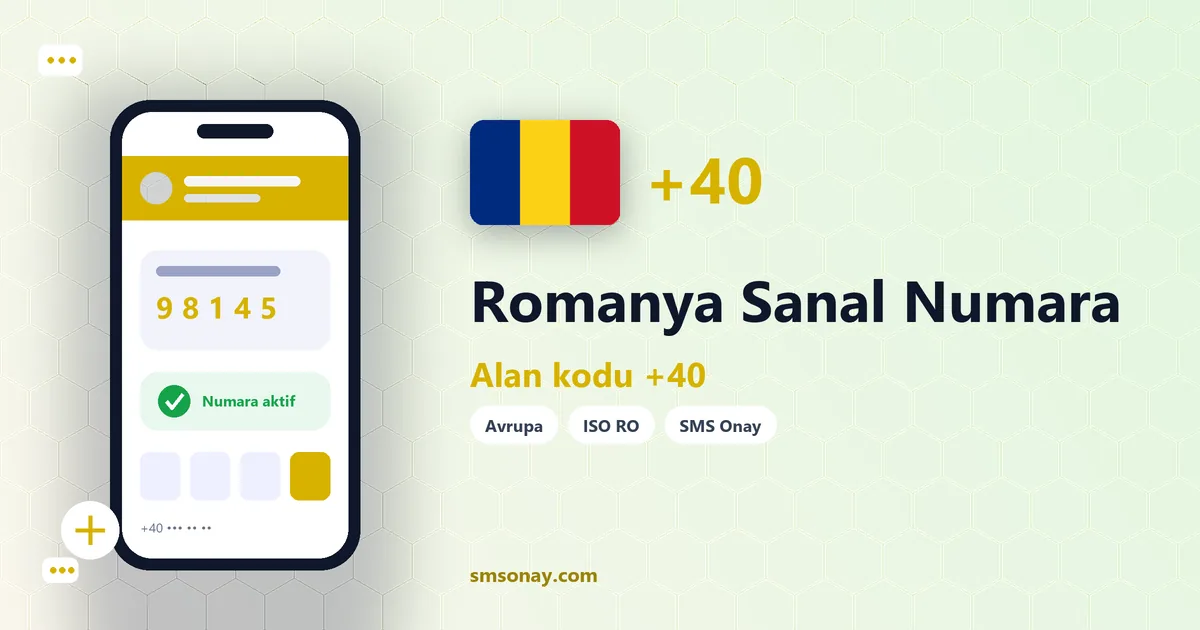 Romanya sanal numara (+40) ile SMS onay görseli