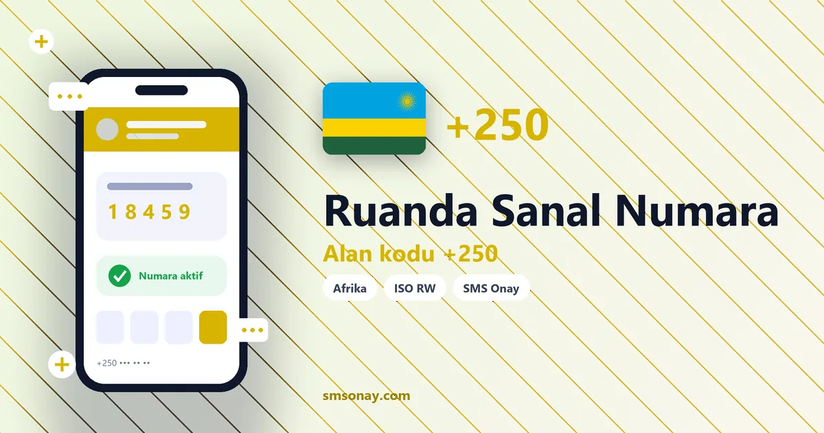 Ruanda sanal numara (+250) ile SMS onay görseli