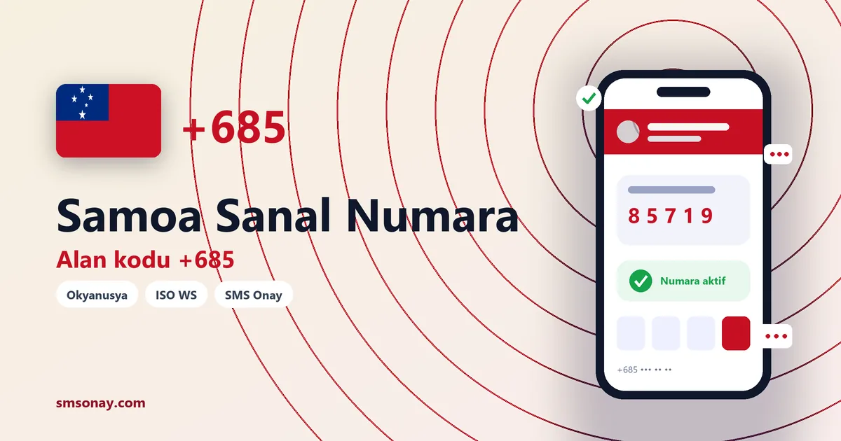 Samoa sanal numara (+685) ile SMS onay görseli
